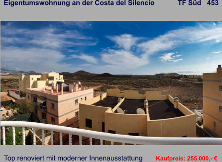 Eigentumswohnung an der Costa del Silencio            TF Süd   453   Top renoviert mit moderner Innenausstattung   Kaufpreis: 255.000,- €