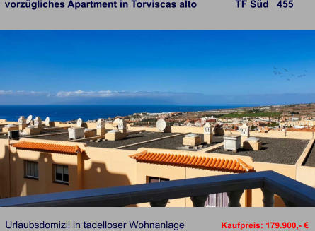 vorzügliches Apartment in Torviscas alto              TF Süd   455   Urlaubsdomizil in tadelloser Wohnanlage   Kaufpreis: 179.900,- €