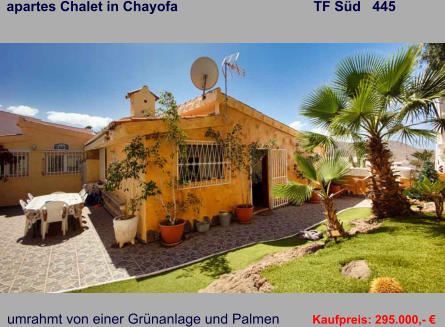 apartes Chalet in Chayofa                                   TF Süd   445   umrahmt von einer Grünanlage und Palmen   Kaufpreis: 295.000,- €
